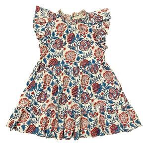 Caroline Constas Flutter Sleeve Floral Mini Dress Womens M Babydoll Boho Preppy